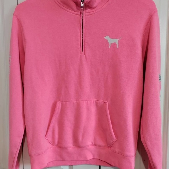 PINK quarter zip hot pink sweatshirt Small - Picture 1 of 8
